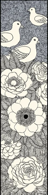 Free colorable bookmarks of partridges and flowers